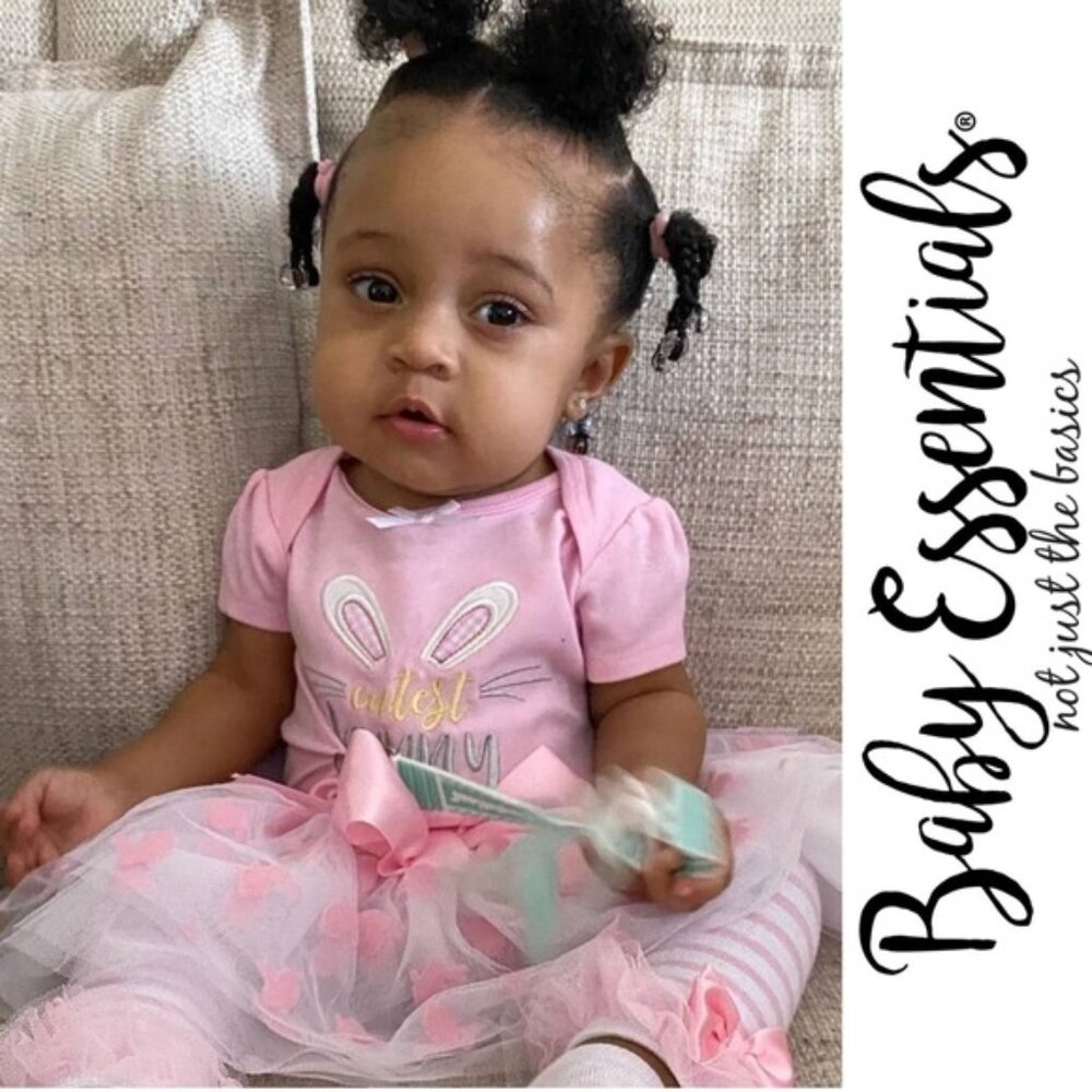 Baby Essentials | Pink and White "Cutest Bunny Ever" Onesie & Tutu Set | Size 9M